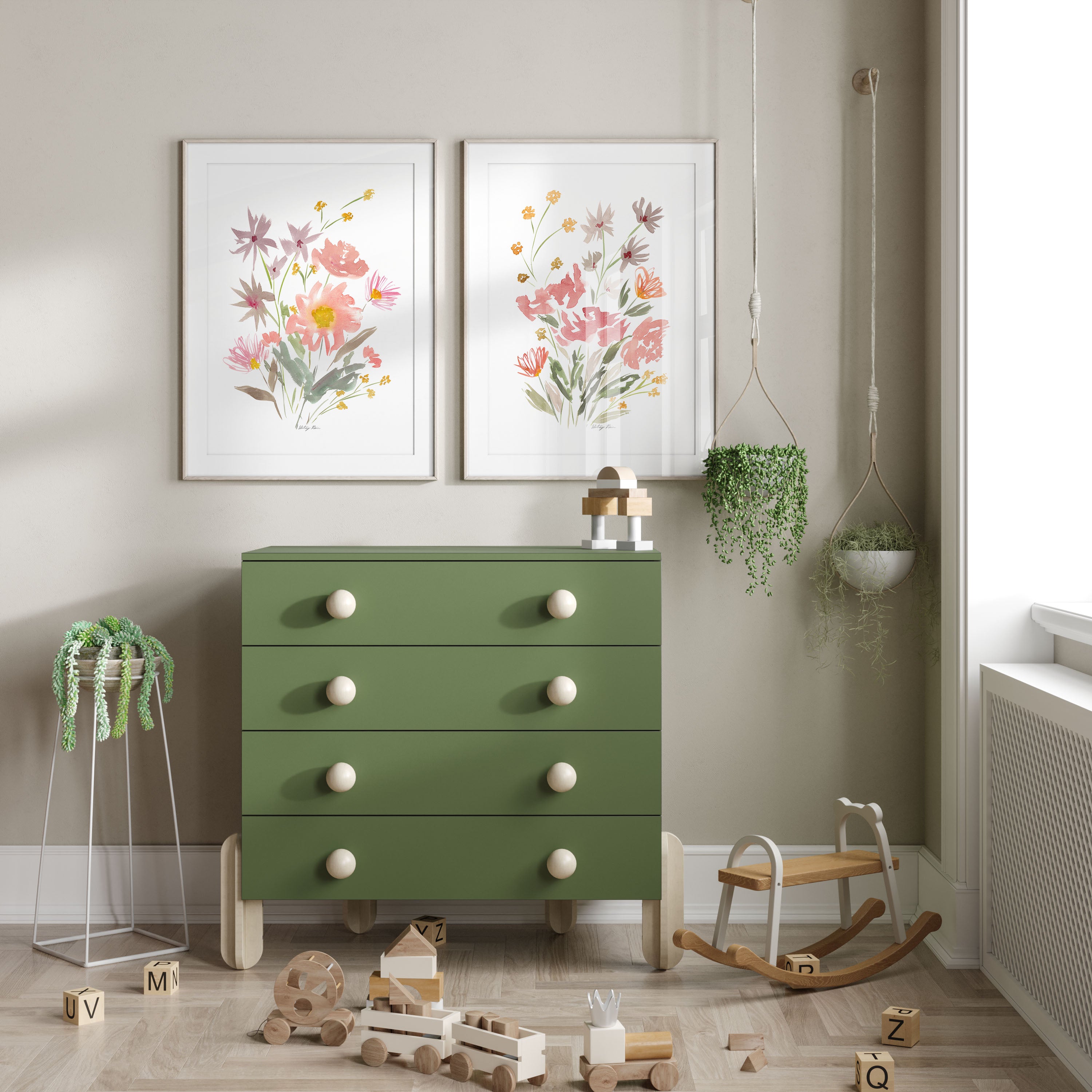 Set of 2 Pink Wildflower Prints