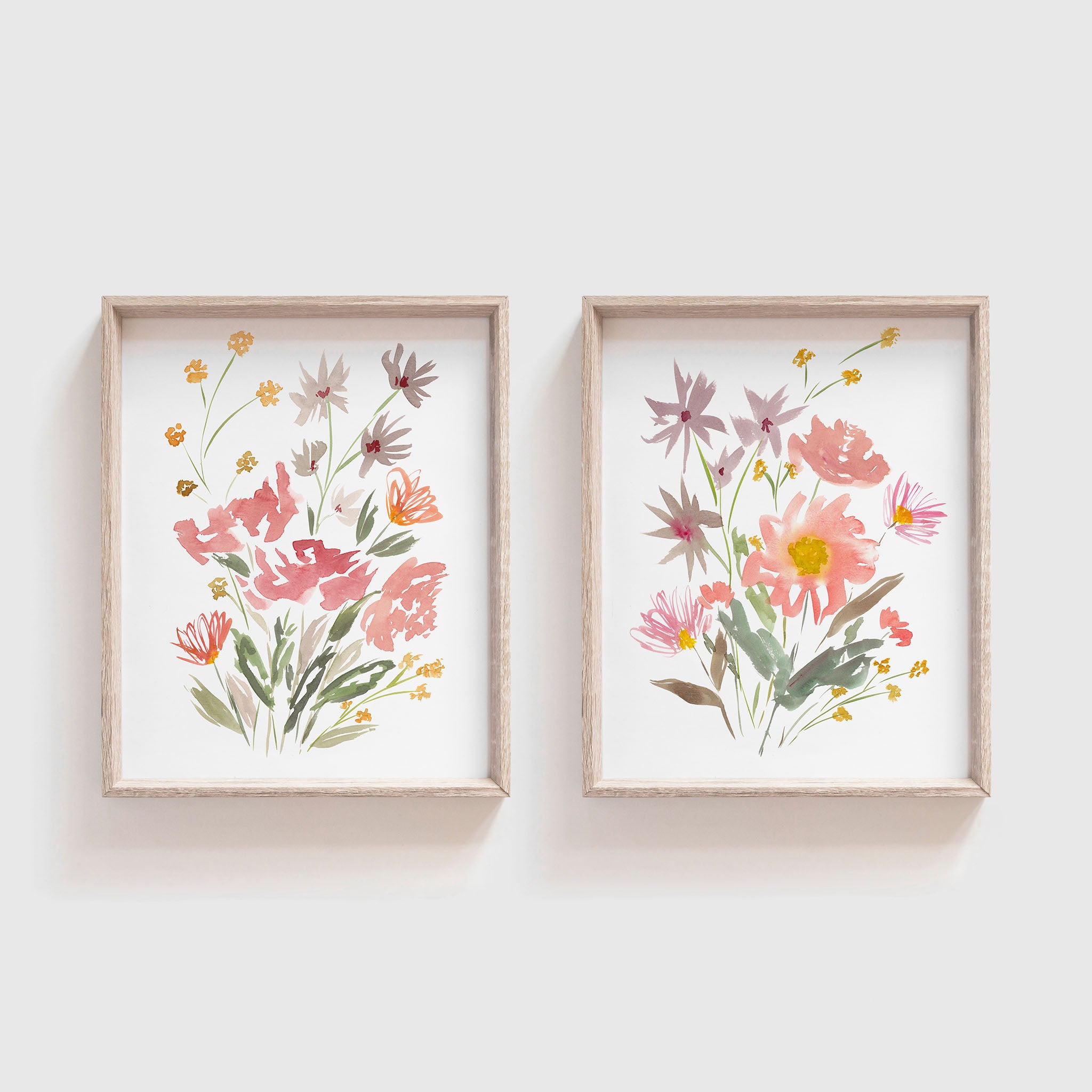 Set of 2 Pink Wildflower Prints