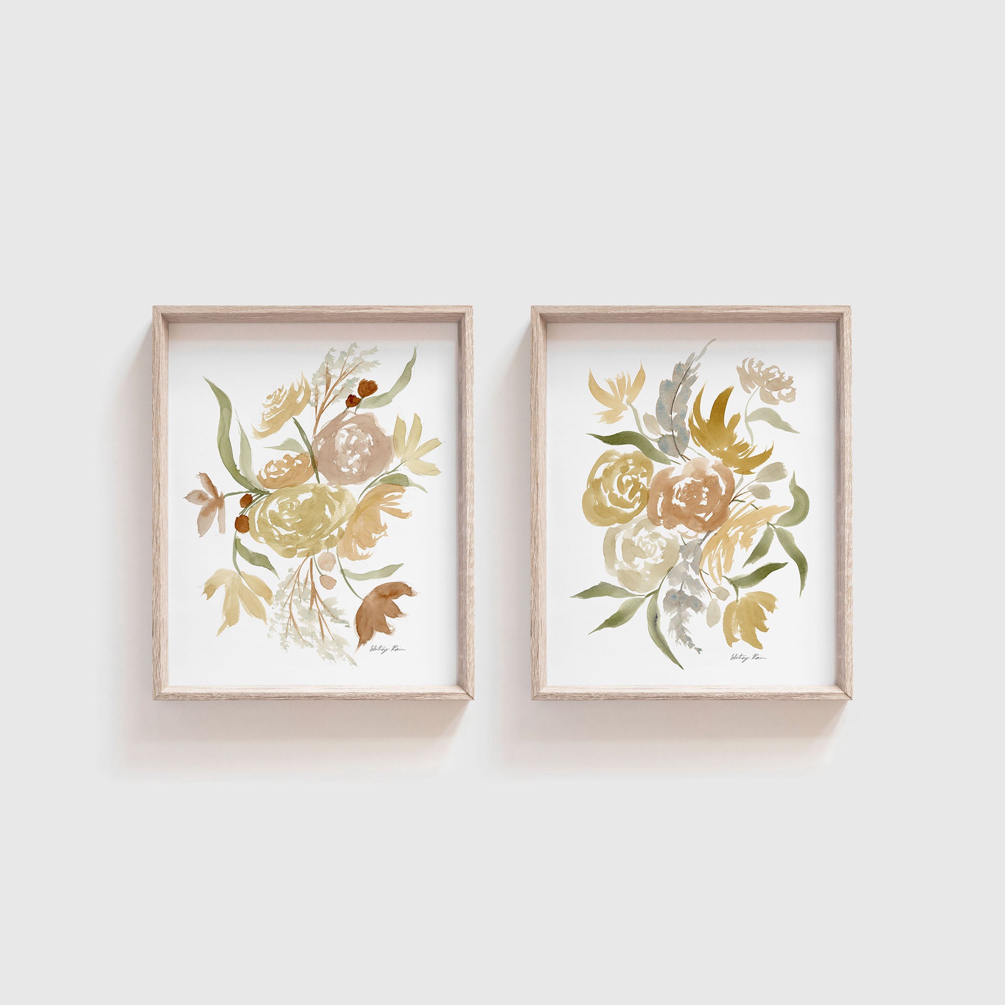 Set of 2 "Warmth" Watercolor Flower Prints