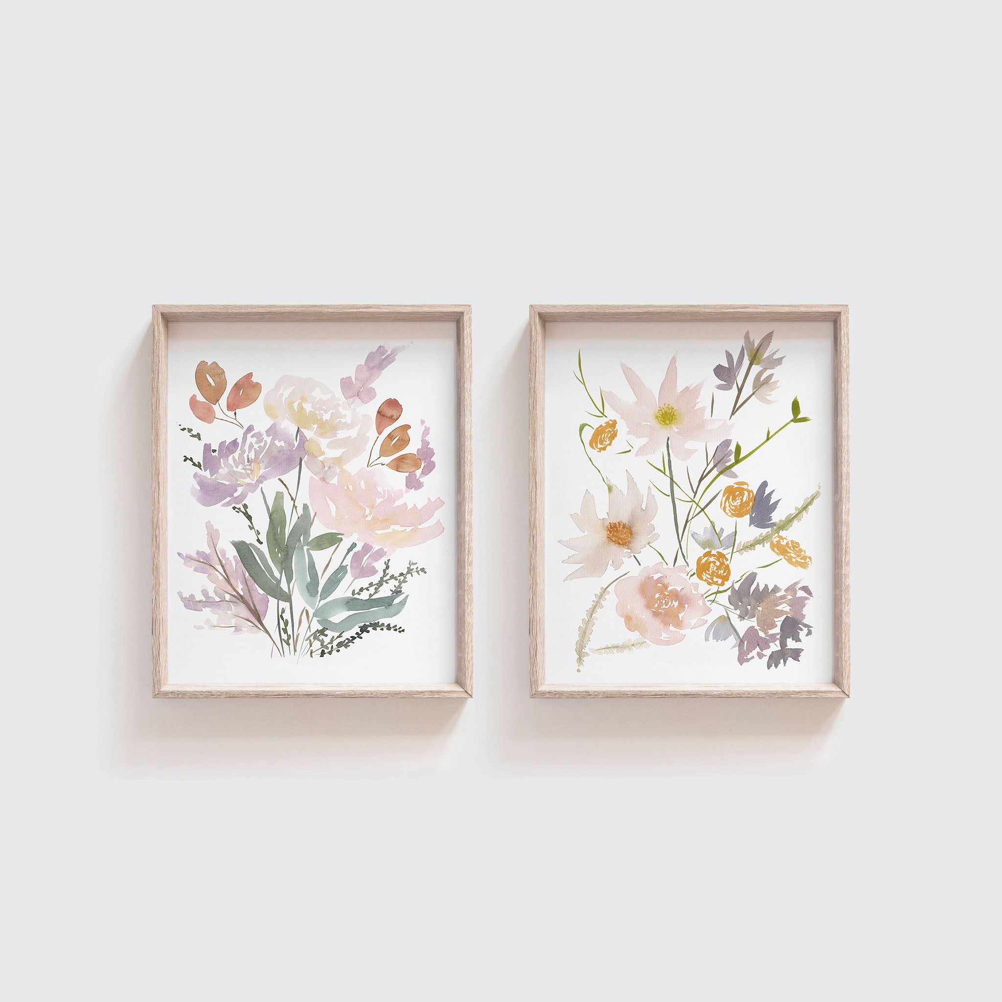 Set of 2 Pastel Wildflower Prints