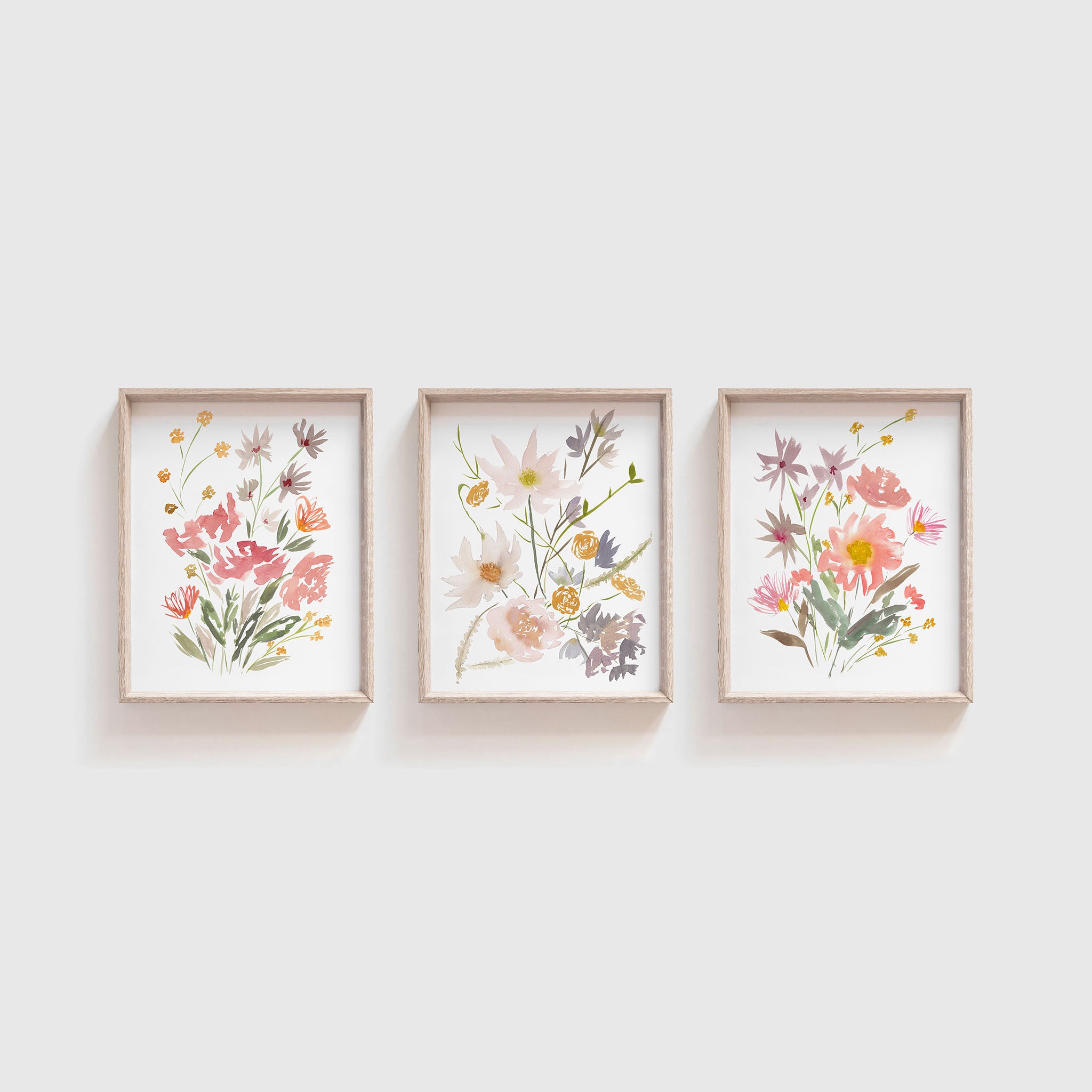 Set of 3 Pink Flower Prints