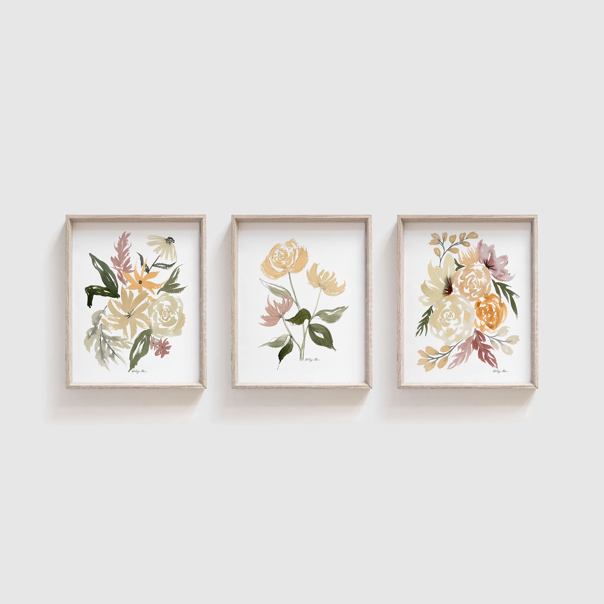 Set of 3 Flowers Watercolor Prints