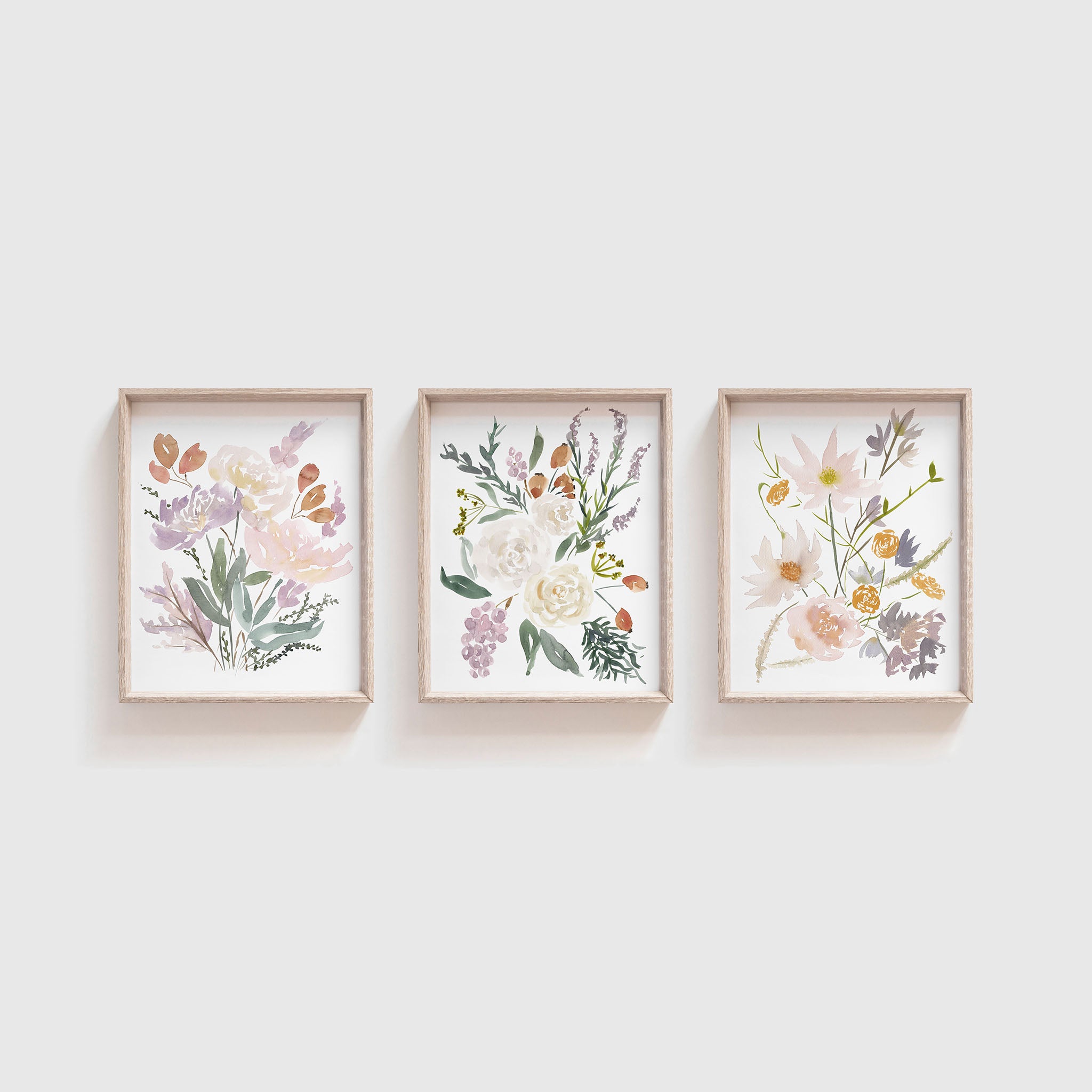 Set of 3 Watercolor Wildflower Prints