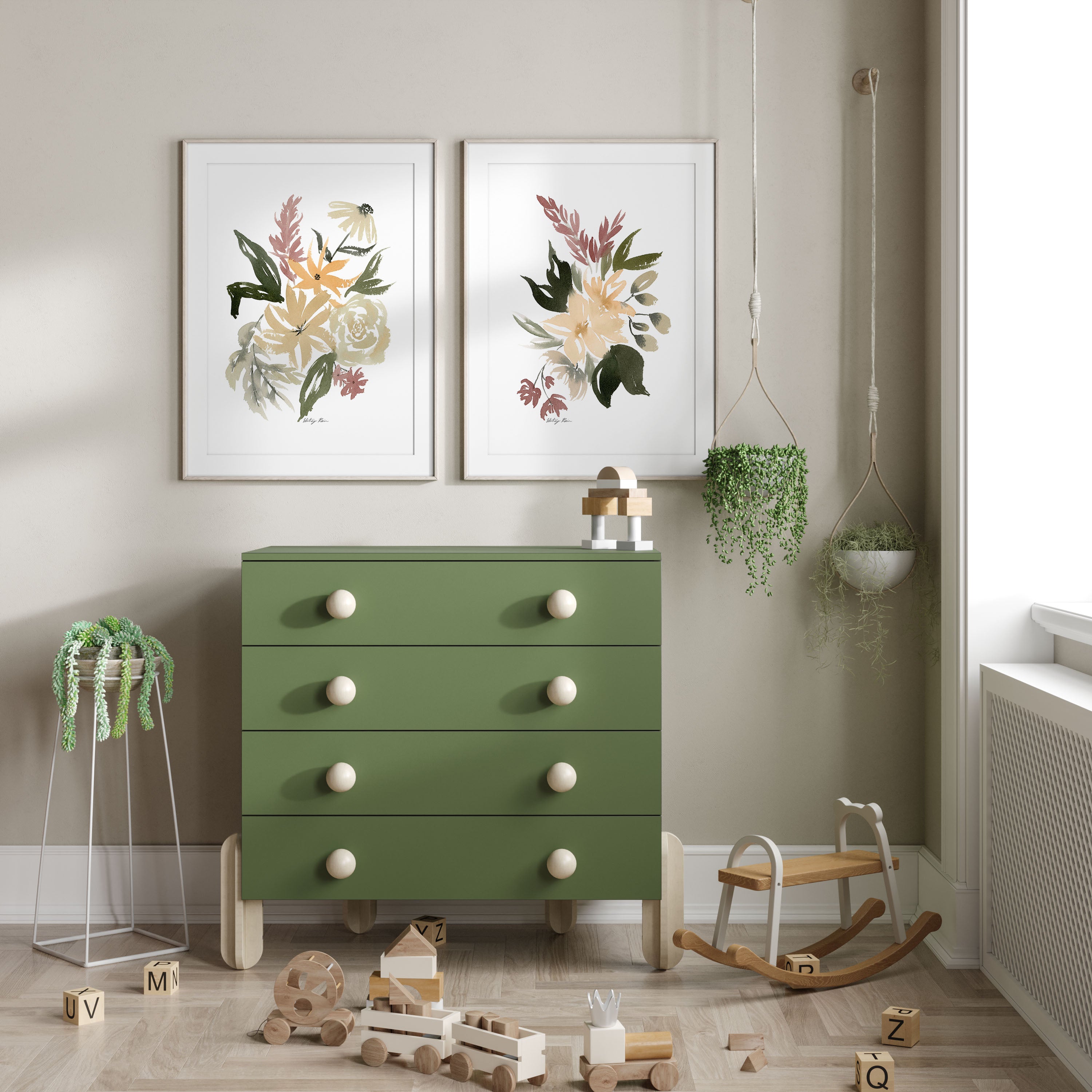 Set of 2 Tropical Flowers Art Prints