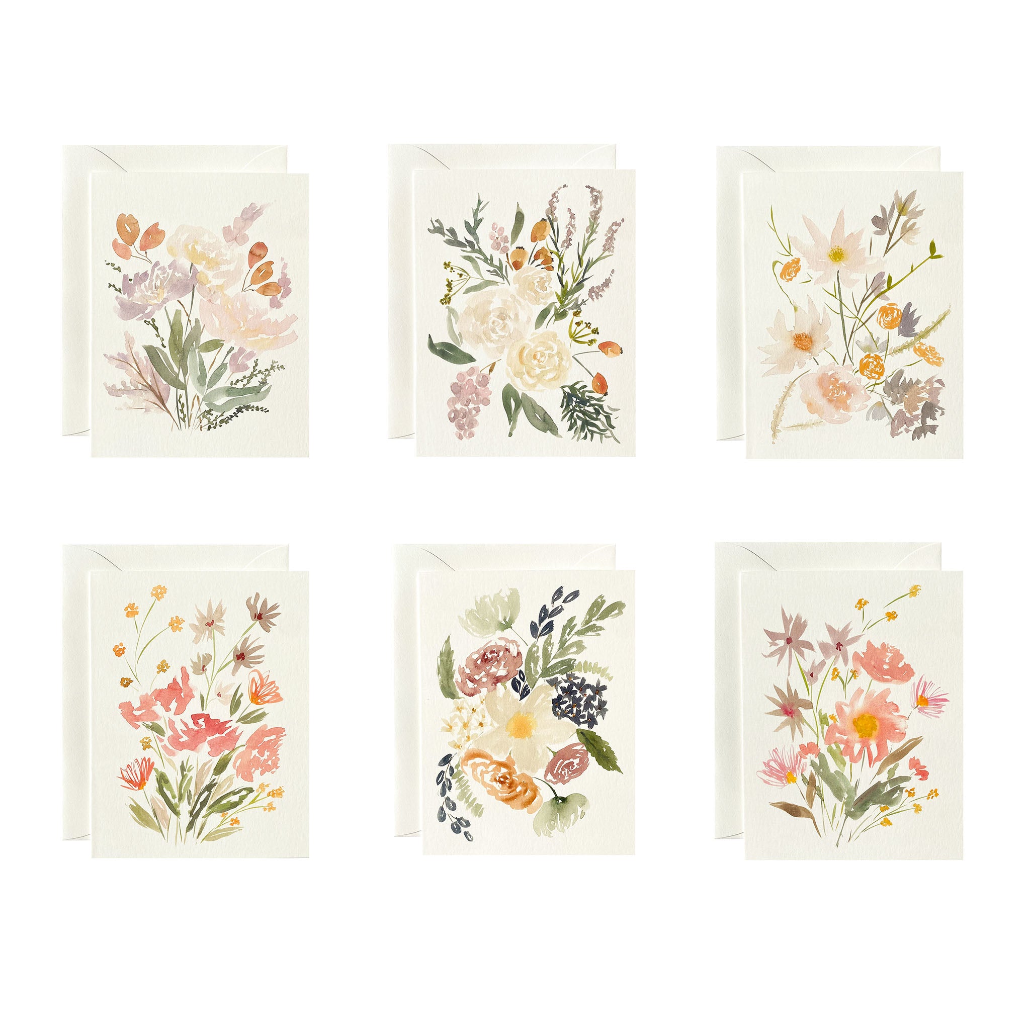 Variety Set of Six Floral Notecards