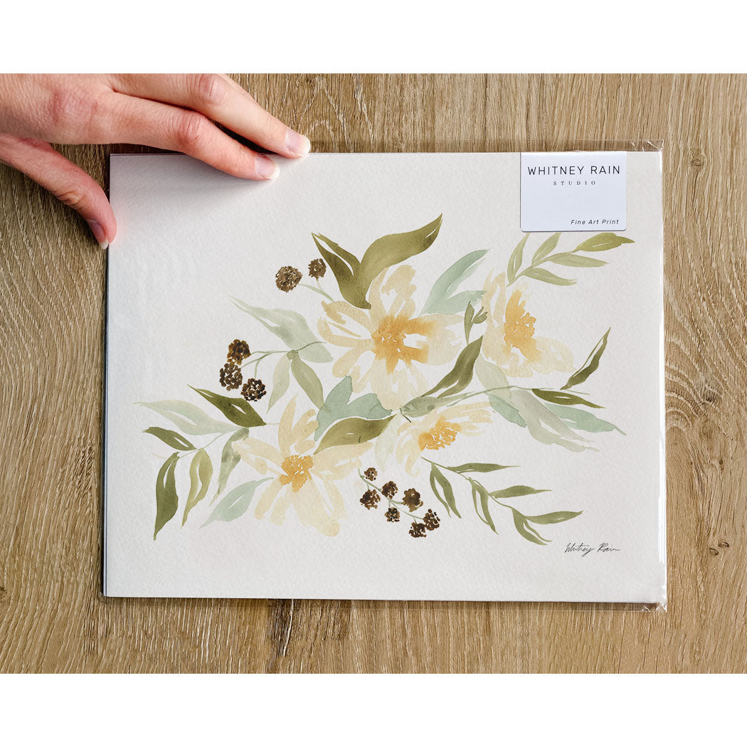 "Flowers And Leaves" Watercolor Print