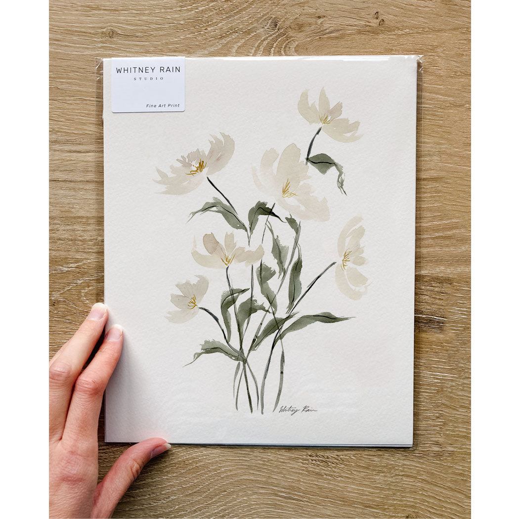 "Neutral Flowers" Watercolor Print