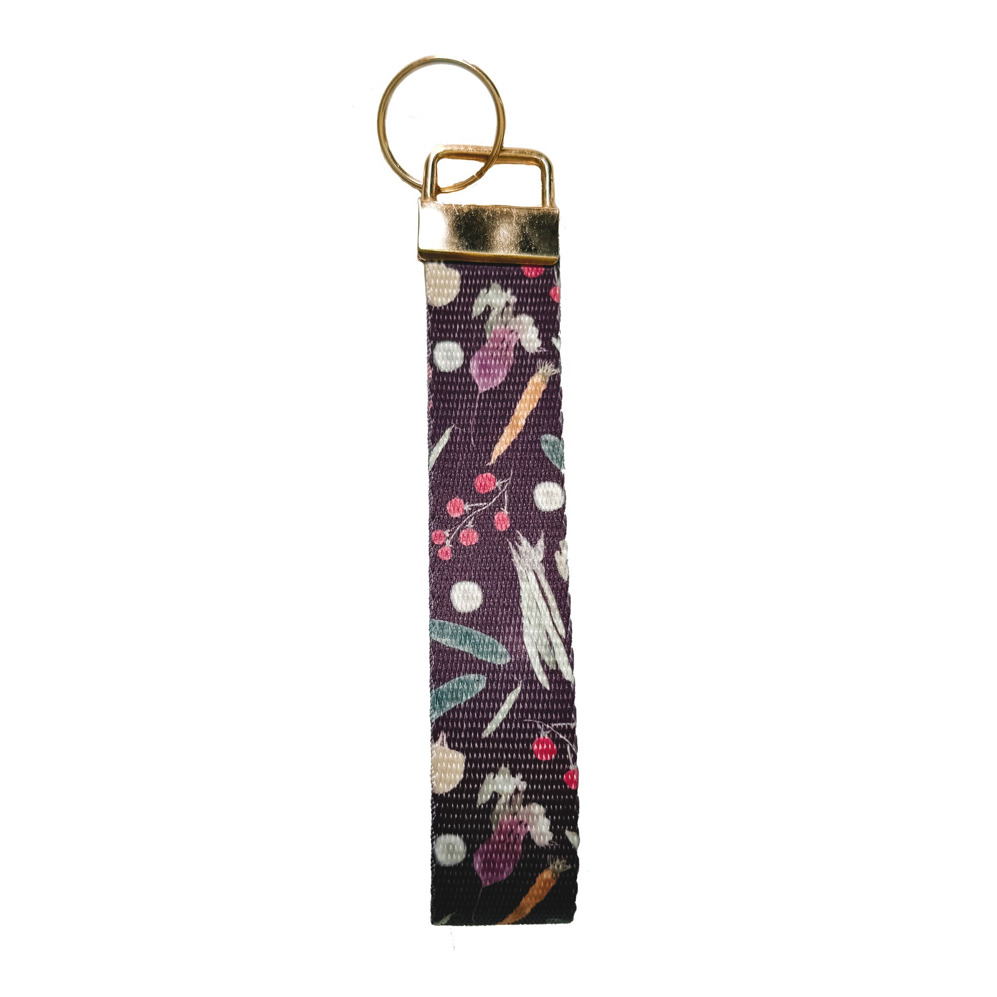Wristlet Keychain Artist Made Watercolor "Vegetable Harvest"